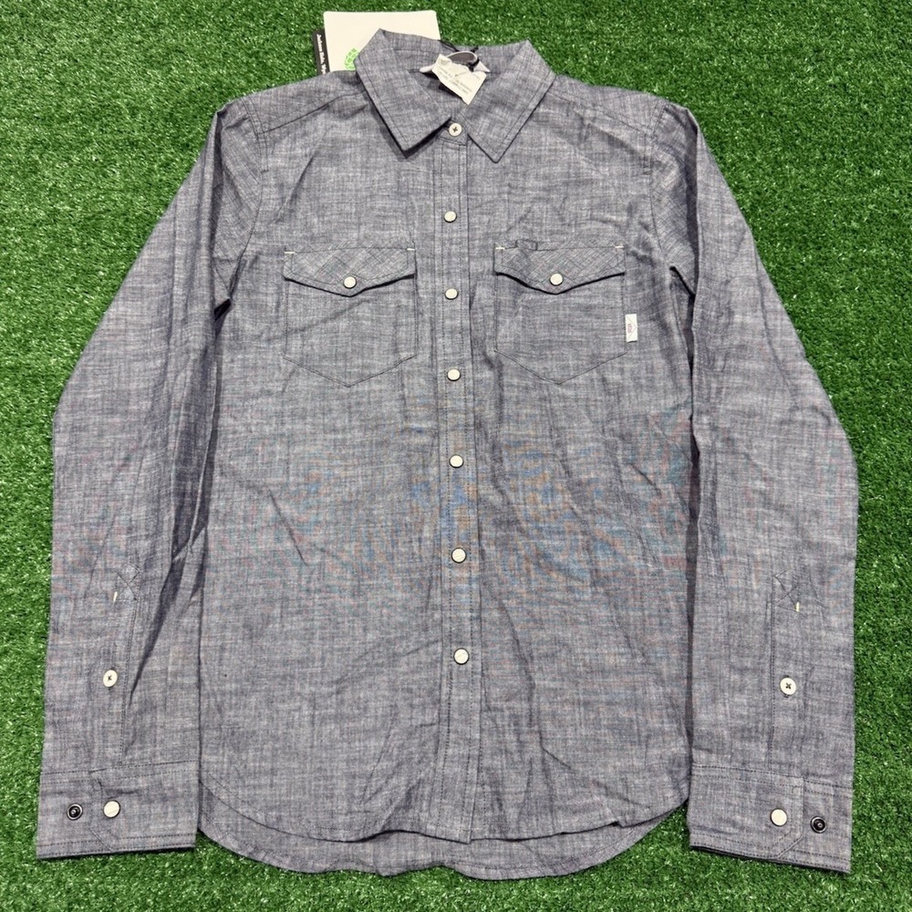 Stio Ashton Dark Chambray Pearl Snap Shirt Long Sleeve Women's Small NWT